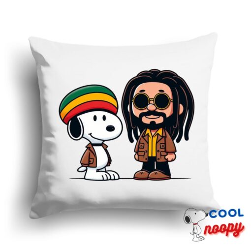Adorable Snoopy Bob Marley Square Pillow 1