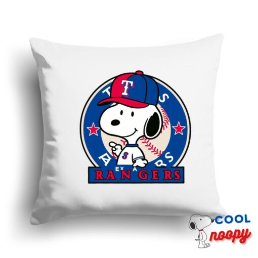 Adorable Snoopy Texas Rangers Logo Square Pillow 1