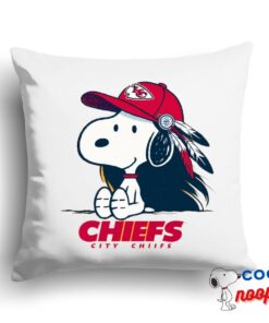 Affordable Snoopy Kansas City Chiefs Logo Square Pillow 1