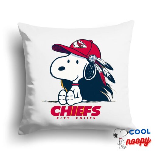 Affordable Snoopy Kansas City Chiefs Logo Square Pillow 1