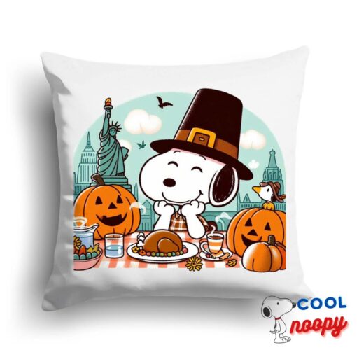 Affordable Snoopy Thanksgiving Square Pillow 1