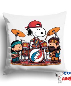 Alluring Snoopy Grateful Dead Rock Band Square Pillow 1