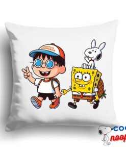 Alluring Snoopy Spongebob Movie Square Pillow 1