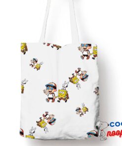 Alluring Snoopy Spongebob Movie Tote Bag 1