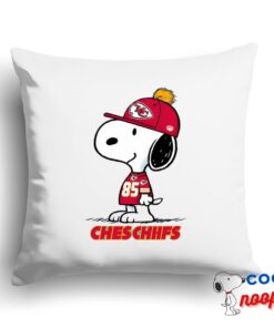 Attractive Snoopy Kansas City Chiefs Logo Square Pillow 1