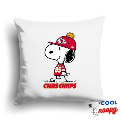 Attractive Snoopy Kansas City Chiefs Logo Square Pillow 1
