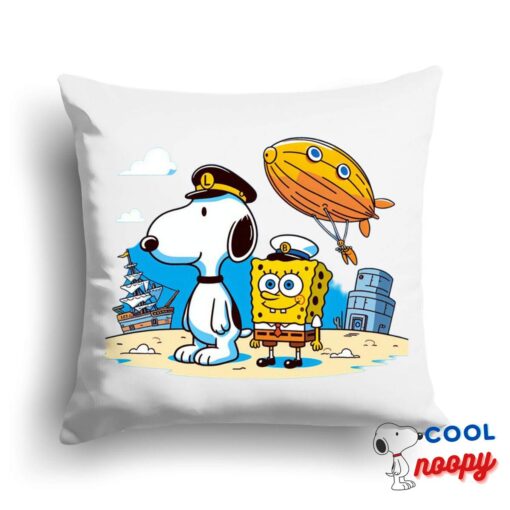 Attractive Snoopy Spongebob Movie Square Pillow 1