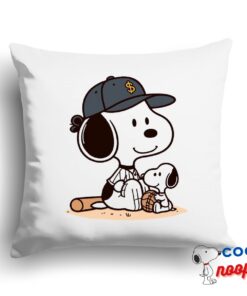 Awe Inspiring Snoopy Baseball Mom Square Pillow 1