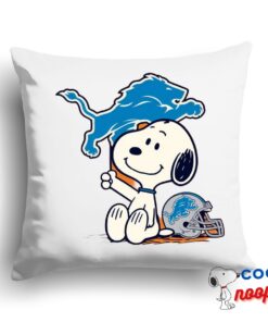Awe Inspiring Snoopy Detroit Lions Logo Square Pillow 1