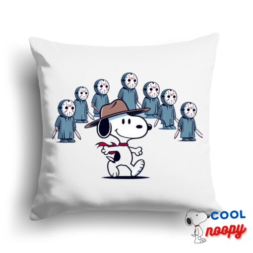 Awe Inspiring Snoopy Friday The 13th Movie Square Pillow 1