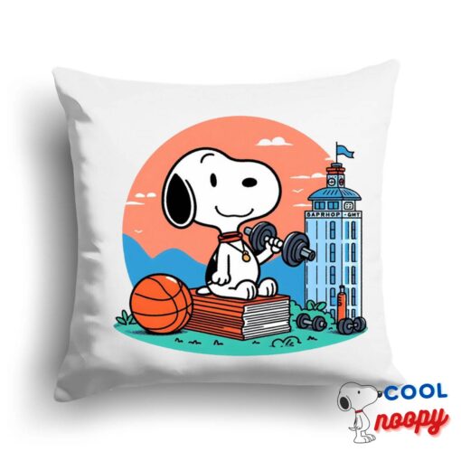 Awe Inspiring Snoopy Gym Square Pillow 1