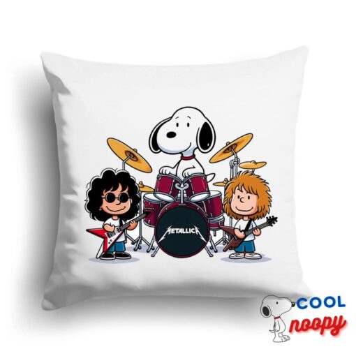 Awe Inspiring Snoopy Metallica Band Square Pillow 1