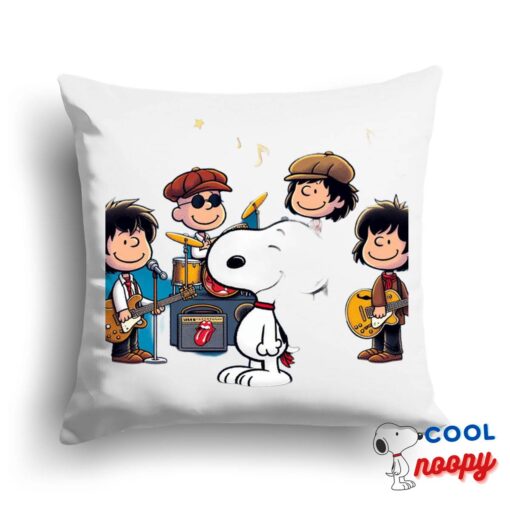 Awe Inspiring Snoopy Rolling Stones Rock Band Square Pillow 1