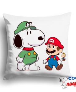 Awe Inspiring Snoopy Super Mario Square Pillow 1