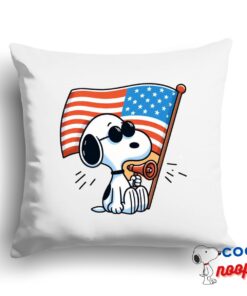 Awesome Snoopy American Flag Square Pillow 1