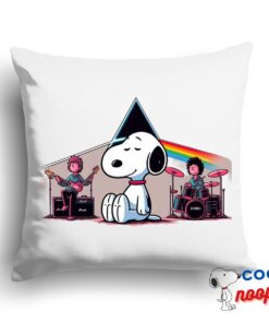 Awesome Snoopy Pink Floyd Rock Band Square Pillow 1