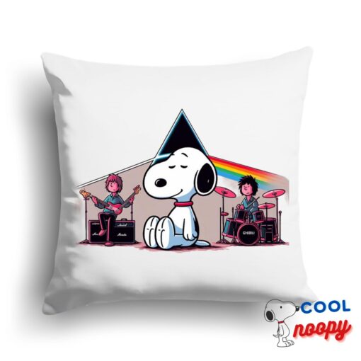 Awesome Snoopy Pink Floyd Rock Band Square Pillow 1