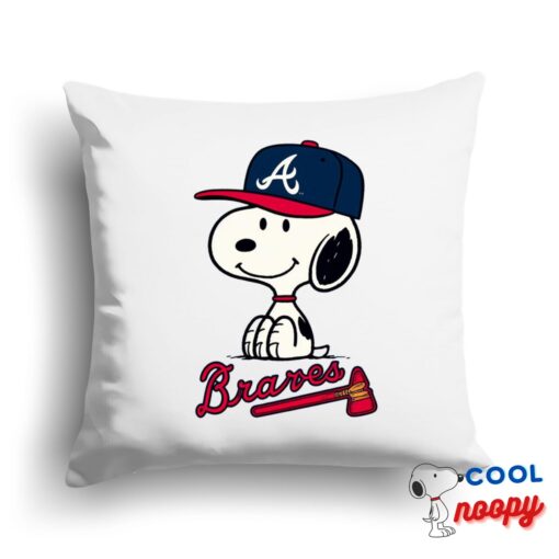 Beautiful Snoopy Atlanta Braves Logo Square Pillow 1