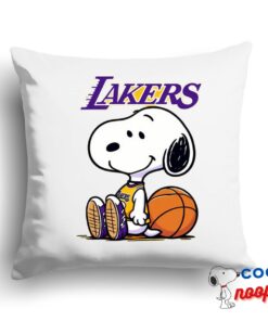 Beautiful Snoopy Los Angeles Lakers Logo Square Pillow 1