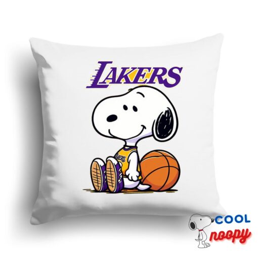 Beautiful Snoopy Los Angeles Lakers Logo Square Pillow 1