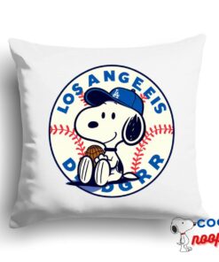 Best Snoopy Los Angeles Dodger Logo Square Pillow 1