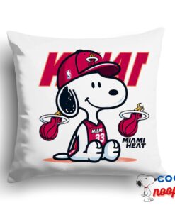 Best Snoopy Miami Heat Logo Square Pillow 1
