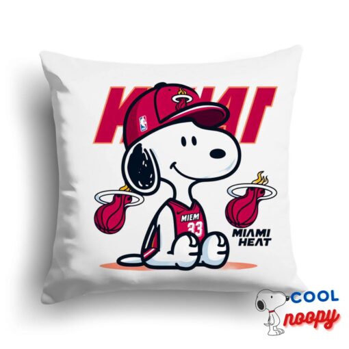 Best Snoopy Miami Heat Logo Square Pillow 1