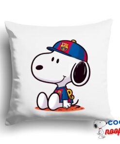 Best Selling Snoopy Barcelona Logo Square Pillow 1