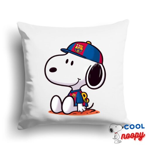 Best Selling Snoopy Barcelona Logo Square Pillow 1
