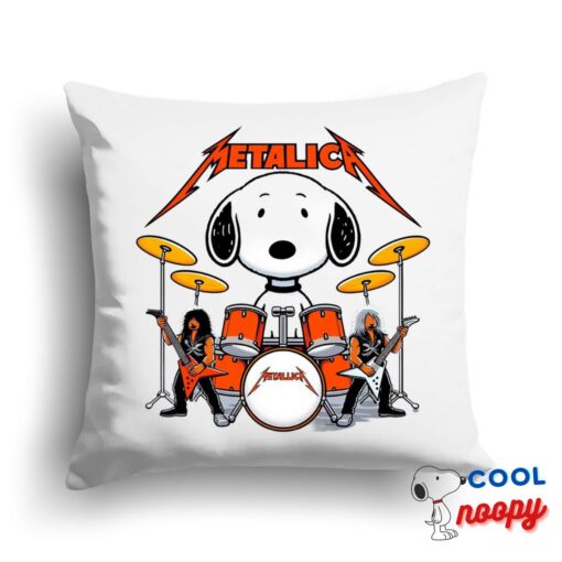Best Selling Snoopy Metallica Band Square Pillow 1