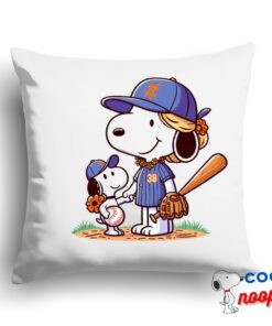Bountiful Snoopy Baseball Mom Square Pillow 1