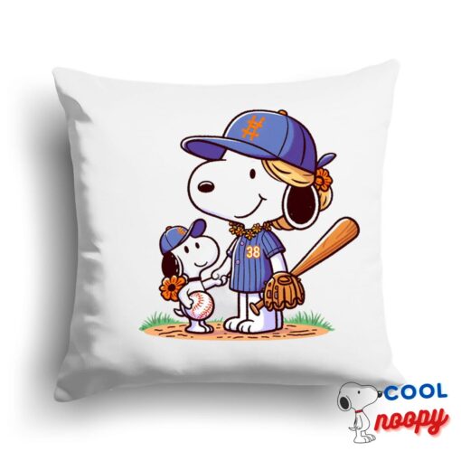Bountiful Snoopy Baseball Mom Square Pillow 1