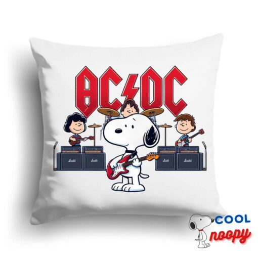 Brilliant Snoopy Acdc Rock Band Square Pillow 1