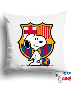 Brilliant Snoopy Barcelona Logo Square Pillow 1