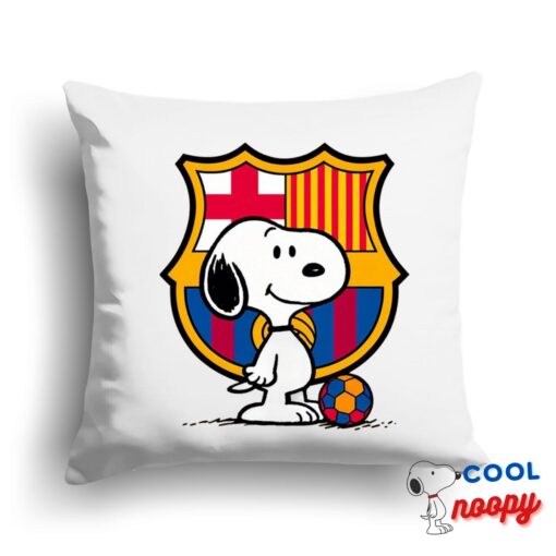 Brilliant Snoopy Barcelona Logo Square Pillow 1