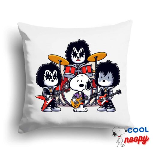 Brilliant Snoopy Kiss Rock Band Square Pillow 1