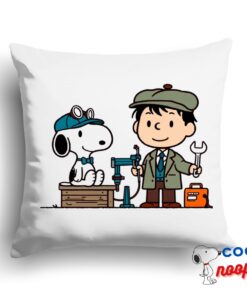 Brilliant Snoopy Mechanic Square Pillow 1