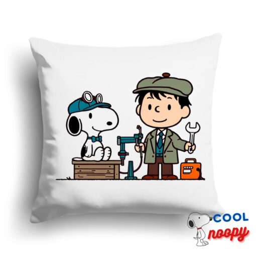 Brilliant Snoopy Mechanic Square Pillow 1