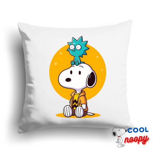 Brilliant Snoopy Rick And Morty Square Pillow 1