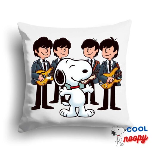 Brilliant Snoopy The Beatles Rock Band Square Pillow 1