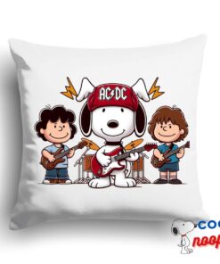 Cheerful Snoopy Acdc Rock Band Square Pillow 1