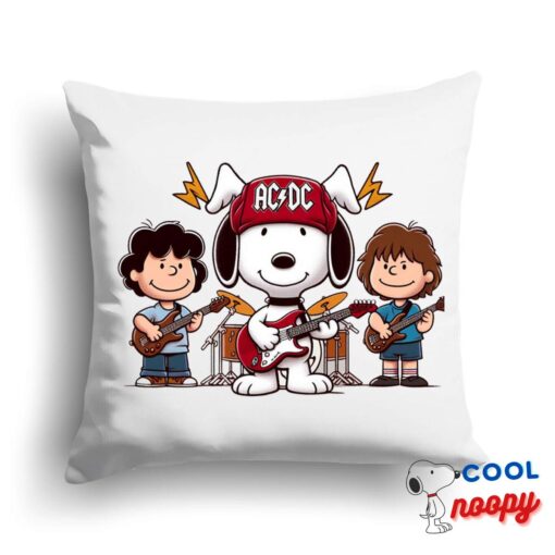 Cheerful Snoopy Acdc Rock Band Square Pillow 1