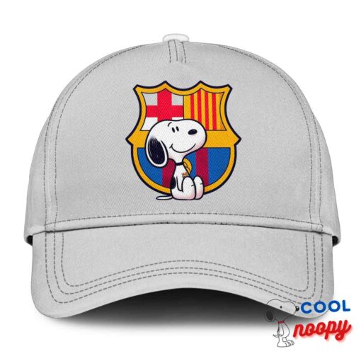 Cheerful Snoopy Barcelona Logo Hat 3