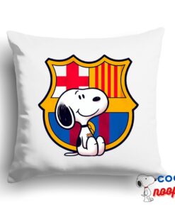 Cheerful Snoopy Barcelona Logo Square Pillow 1