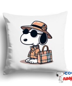 Cheerful Snoopy Burberry Square Pillow 1
