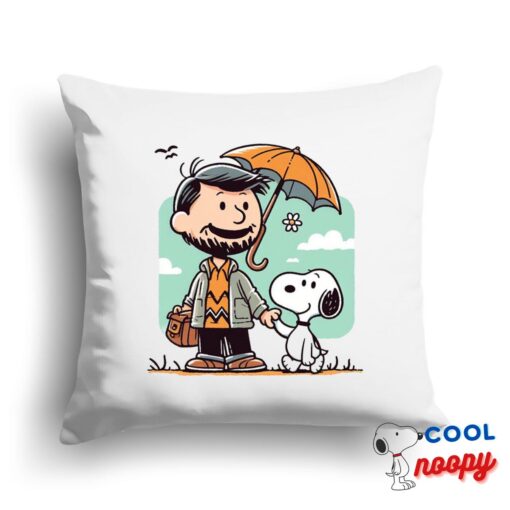 Cheerful Snoopy Dad Square Pillow 1
