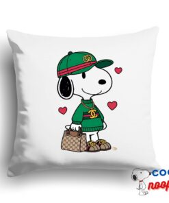 Cheerful Snoopy Gucci Square Pillow 1