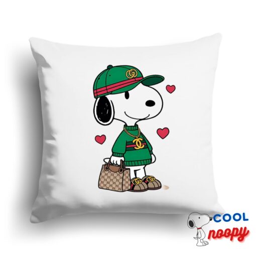 Cheerful Snoopy Gucci Square Pillow 1
