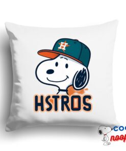 Cheerful Snoopy Houston Astros Logo Square Pillow 1