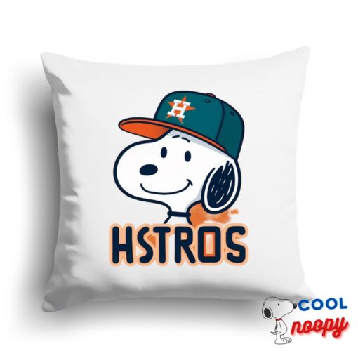 Cheerful Snoopy Houston Astros Logo Square Pillow 1
